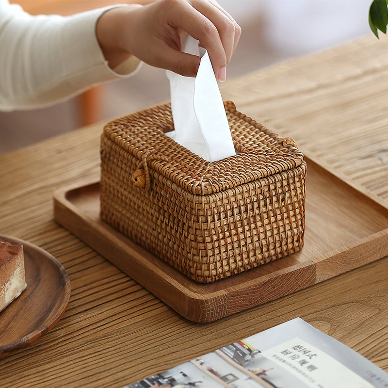 Amelia Rattan Tissue Box