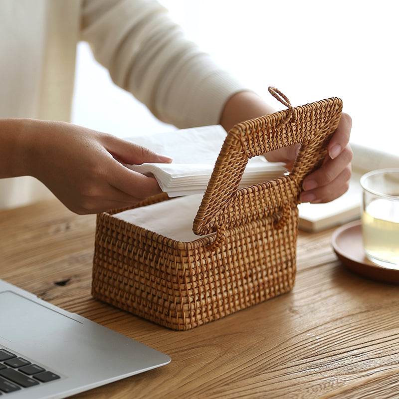 Amelia Rattan Tissue Box