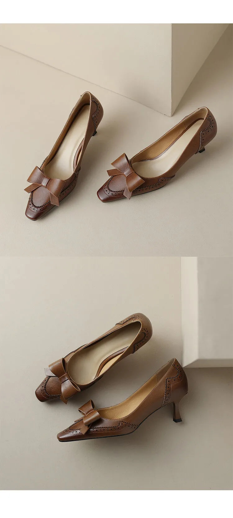 NEW Spring/Summer Women Pumps Split Leather High Heels Square Toe Thin Heel Women Shoes Butterfly-knot Lady Shoes Party Shoes