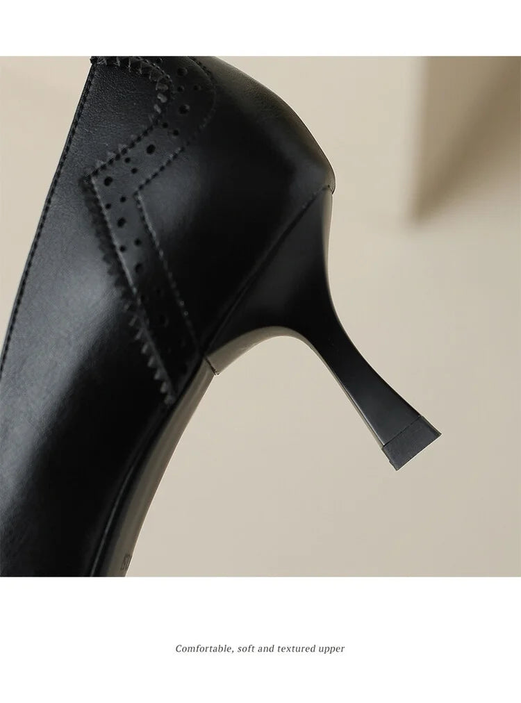 NEW Spring/Summer Women Pumps Split Leather High Heels Square Toe Thin Heel Women Shoes Butterfly-knot Lady Shoes Party Shoes