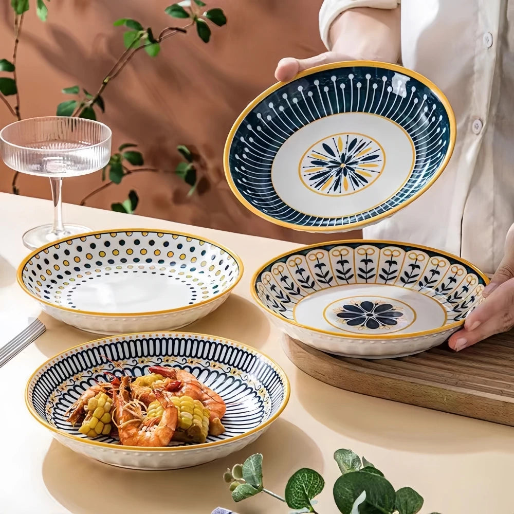 Tuscany 4 Piece Set Porcelain Ceramic Plates