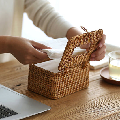 Amelia Rattan Tissue Box